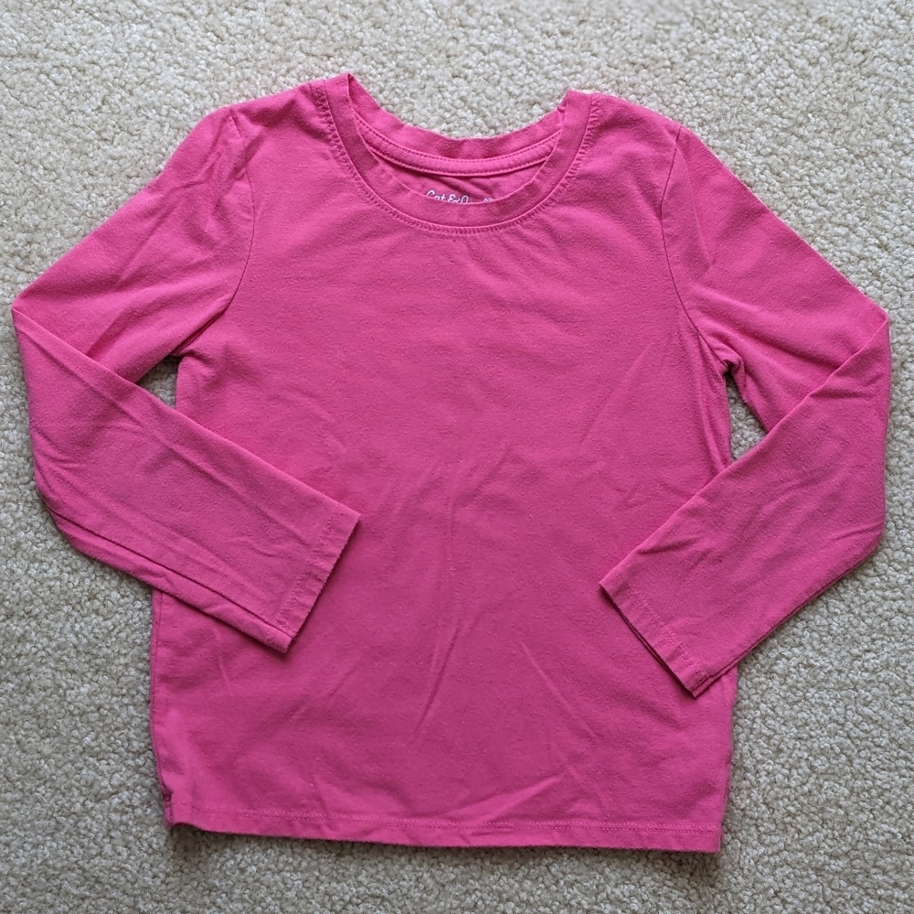 Little Girls Hot Pink Long Sleeve Shirt (5T)